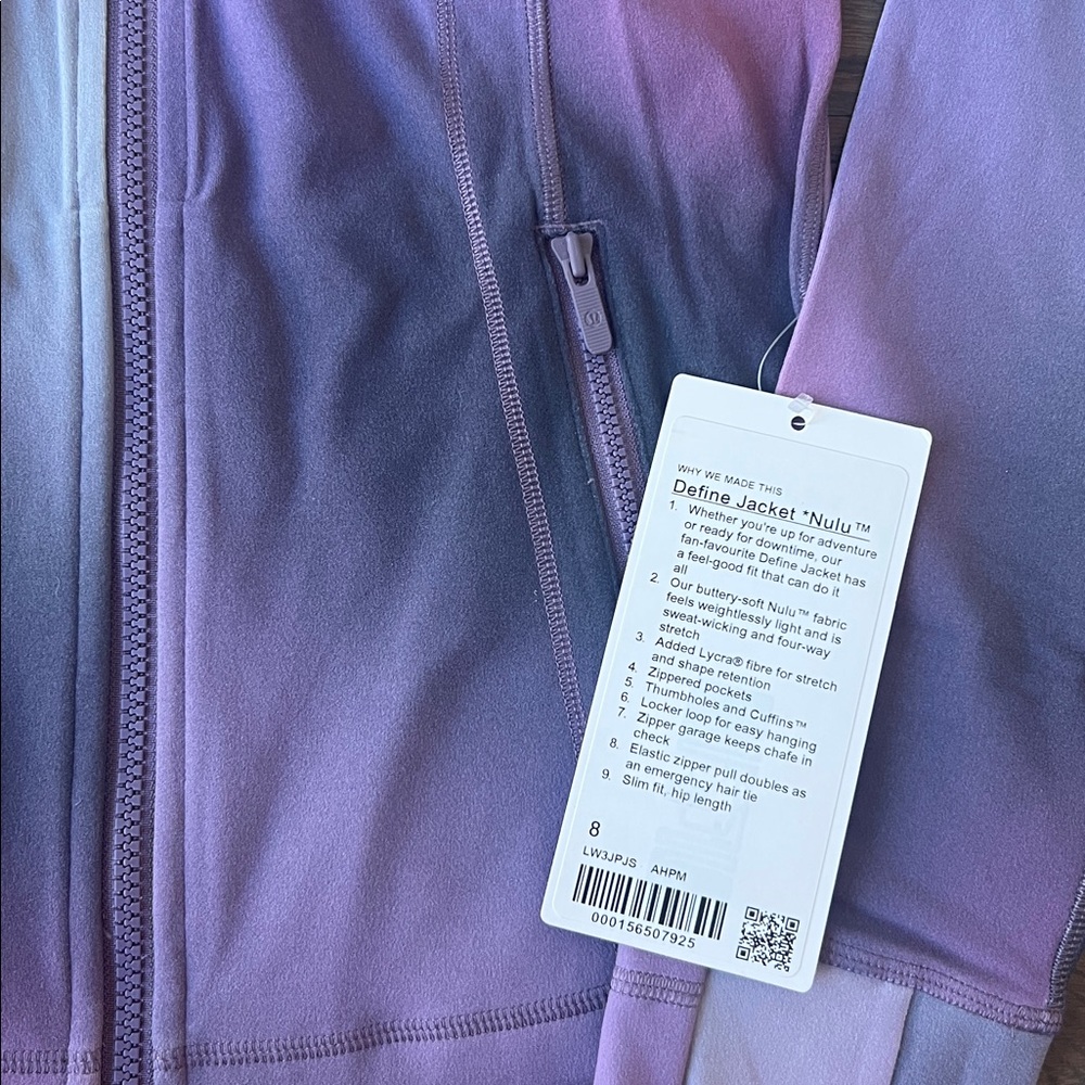 💎Rare💎 NWT lululemon Define Jacket Nulu • Aurora Haze Purple Multi • 8 - Picture 4 of 8